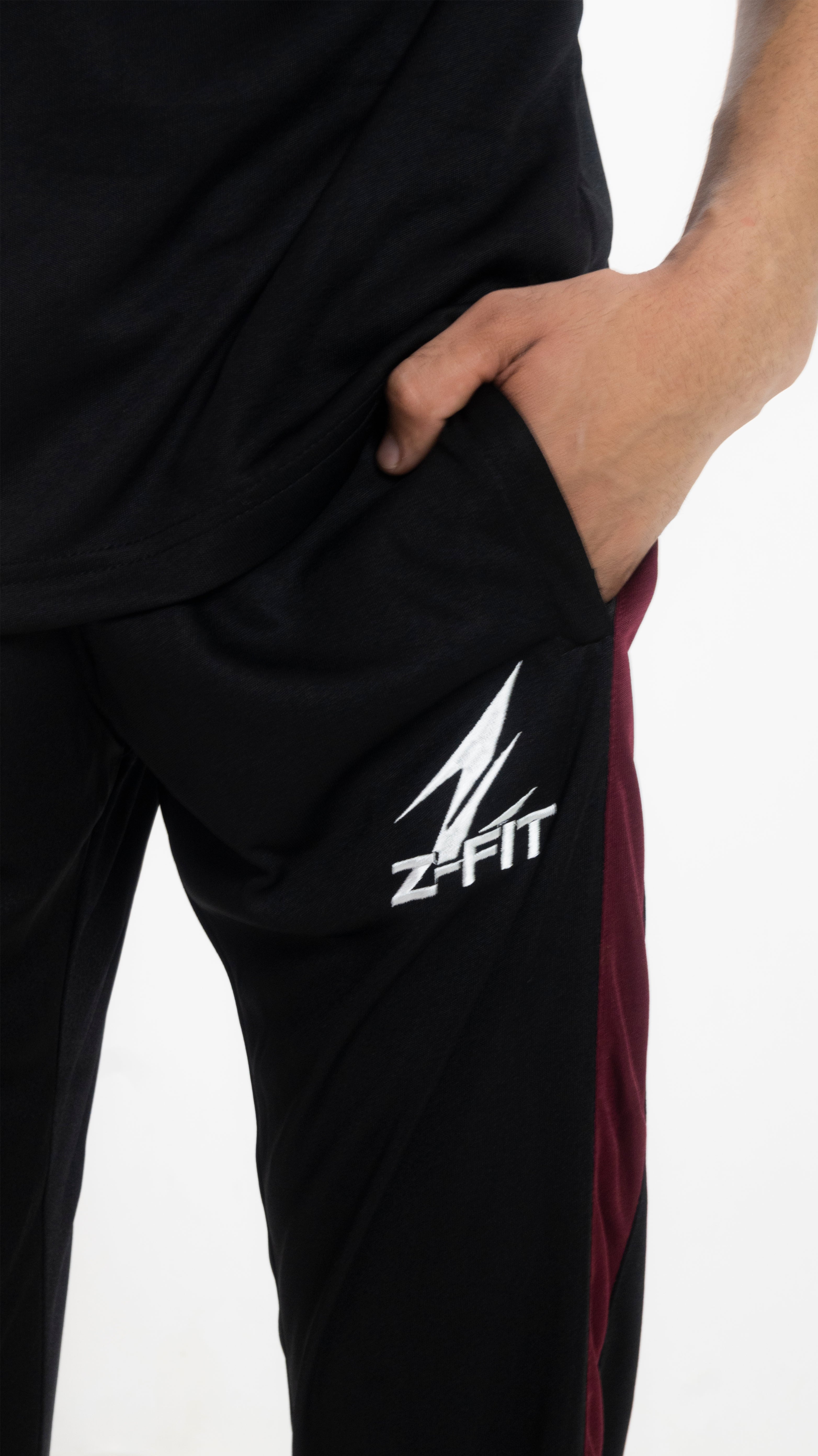 Men's Black & Burgundy Contrast Summer Tracksuit – Athletic Streetwear Co-ord Set