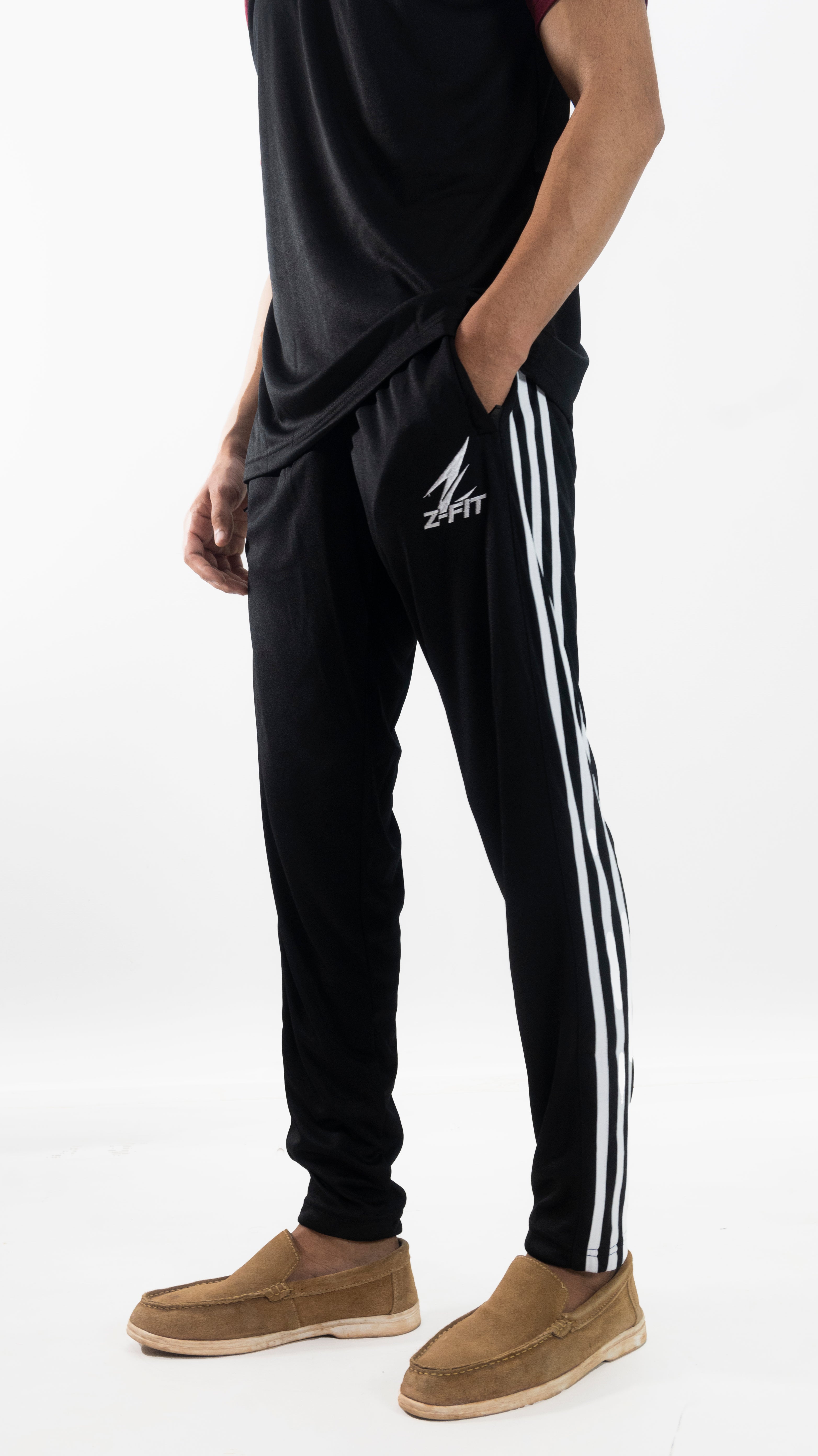 Men's Black & Burgundy Striped Summer Tracksuit Set – Lightweight Breathable Athletic T-Shirt & Joggers