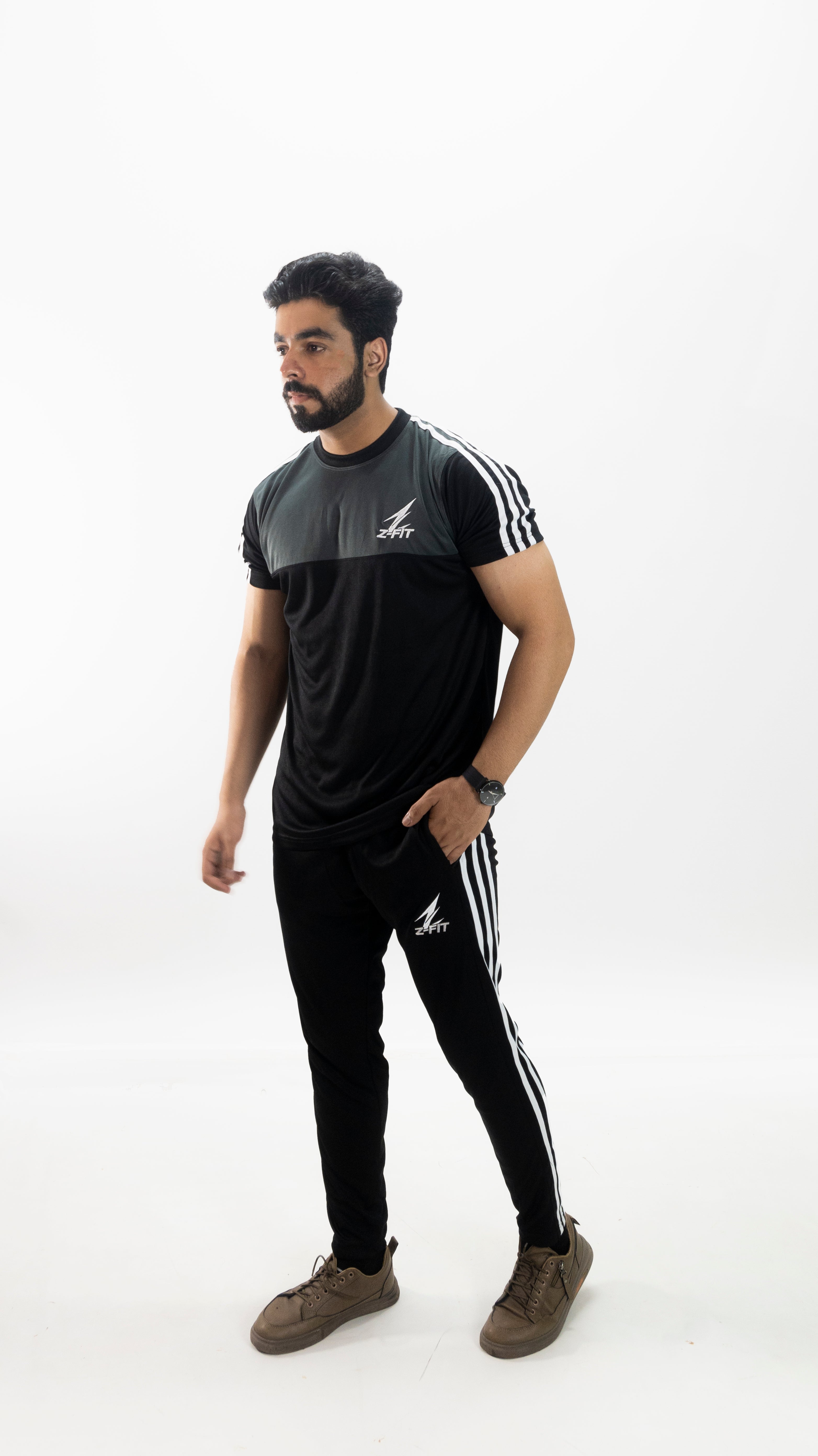 Z-FIT Velocity Stripe Summer Tracksuit – Breathable Lightweight Gym & Training Set