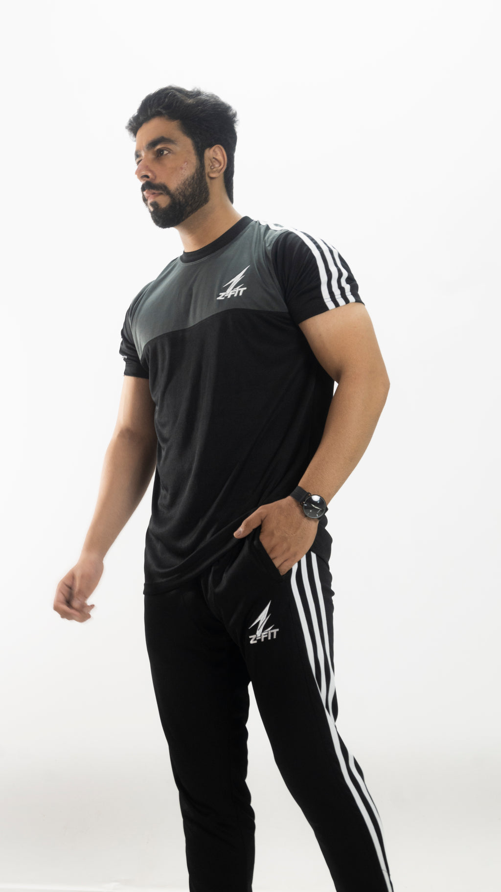 Z-FIT Velocity Stripe Summer Tracksuit – Breathable Lightweight Gym & Training Set