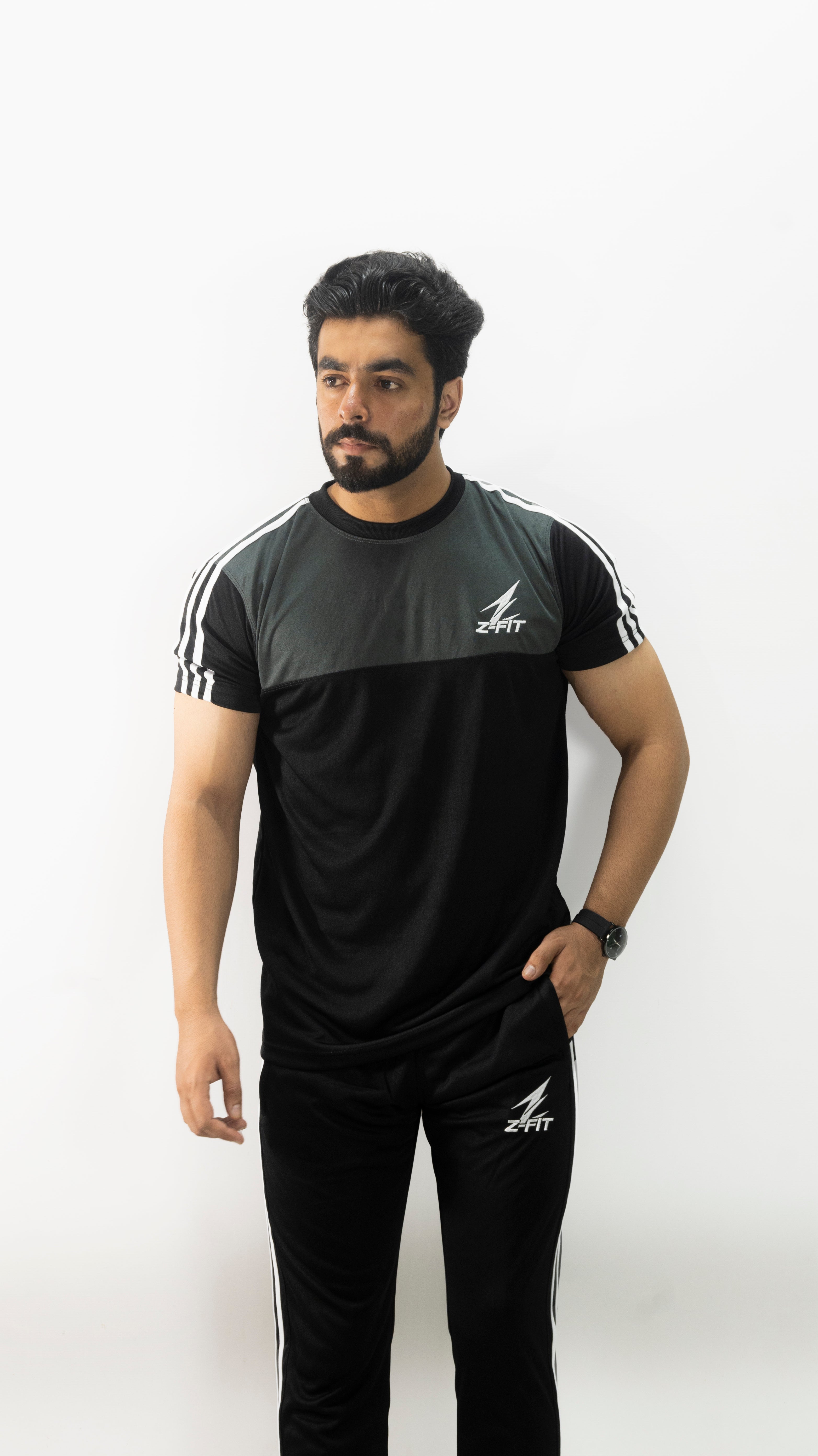 Z-FIT Velocity Stripe Summer Tracksuit – Breathable Lightweight Gym & Training Set