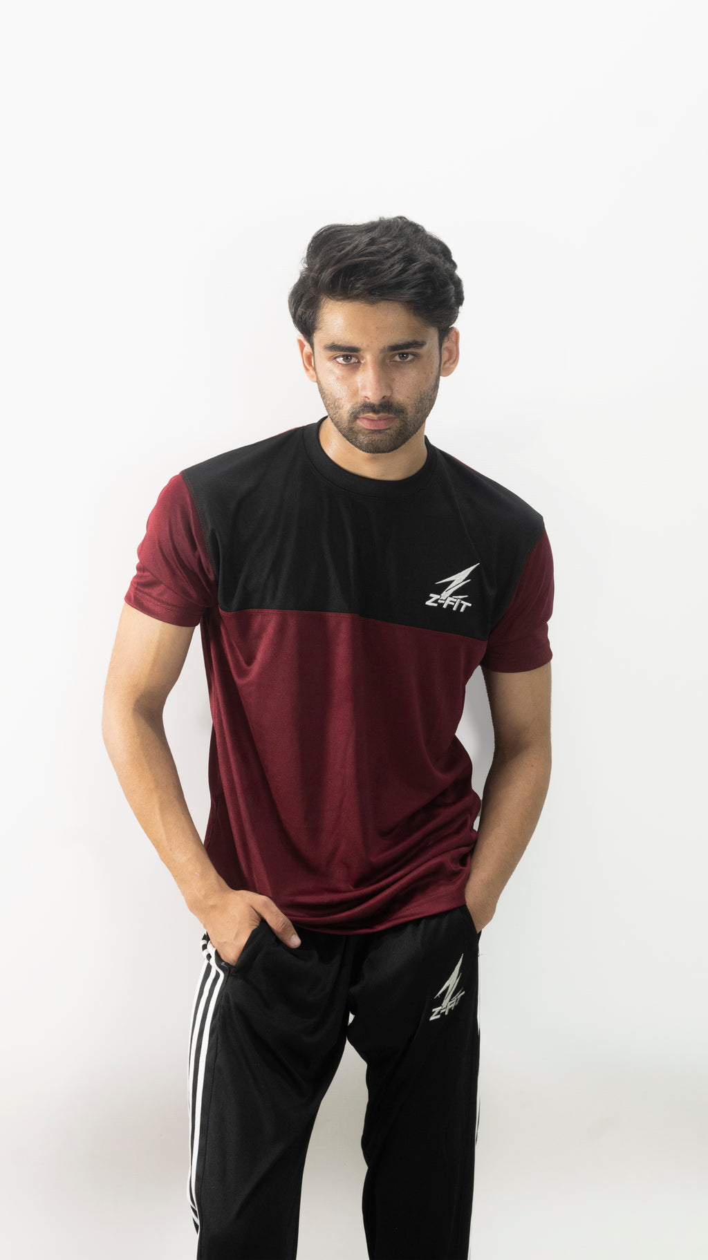 Z-FIT Maroon Edge Summer Tracksuit – Lightweight Breathable Gym & Training Set